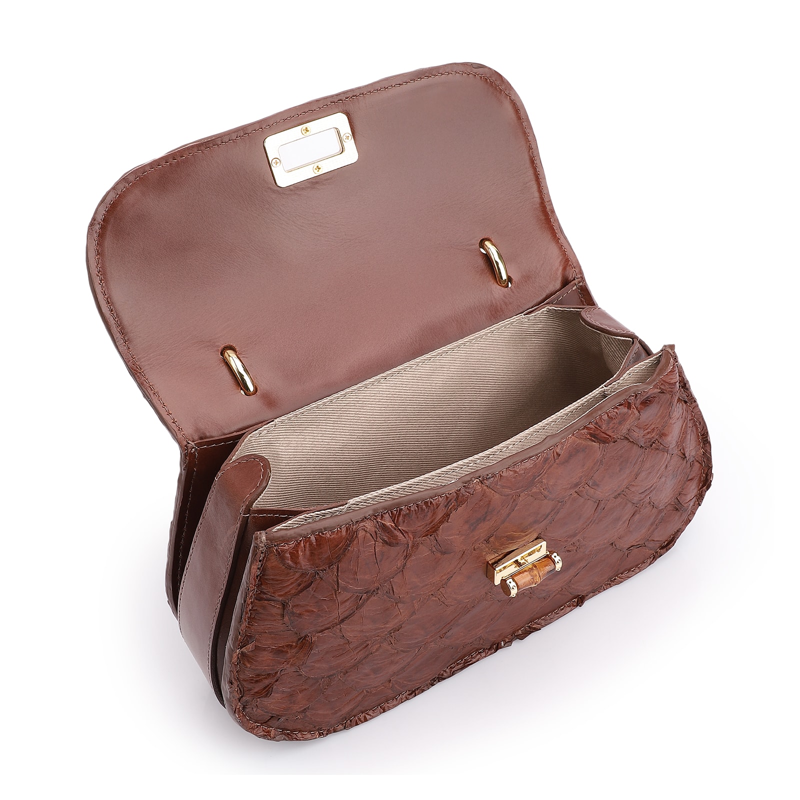 Bolsa De Mão Bambu Pirarucu Marrom Escuro