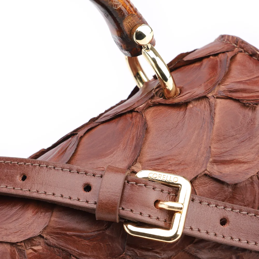 Bolsa De Mão Bambu Pirarucu Marrom Escuro - imagem 5