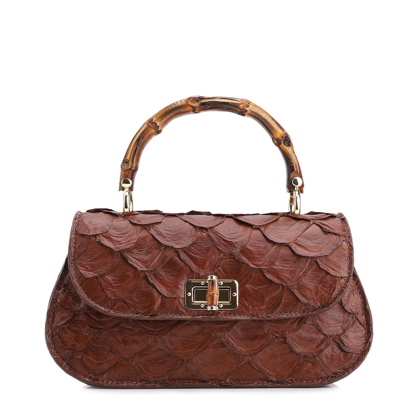 Bolsa De Mão Bambu Pirarucu Marrom Escuro