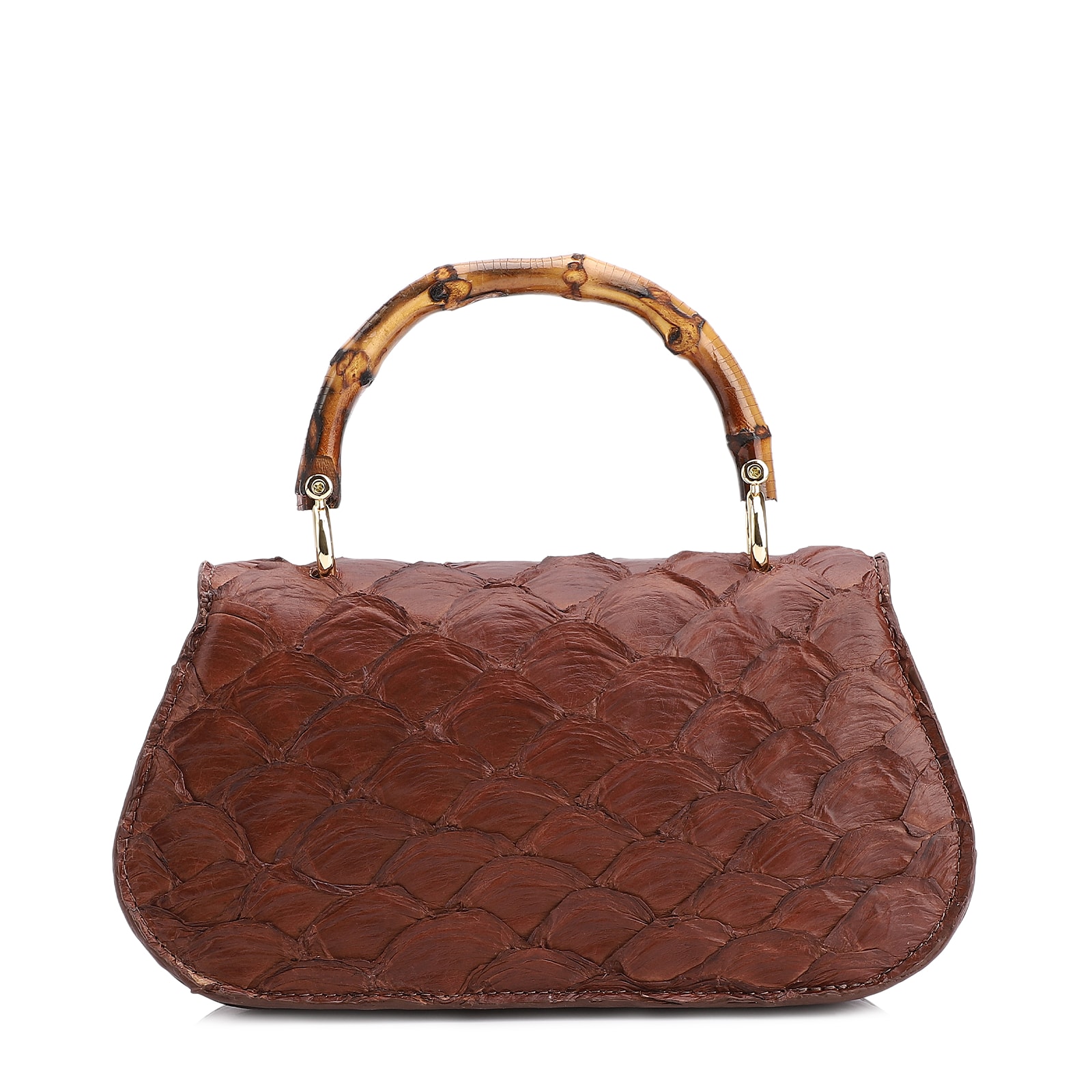 Bolsa De Mão Bambu Pirarucu Marrom Escuro