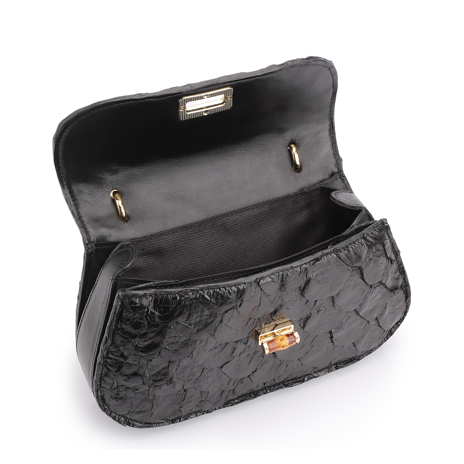 Bolsa De Mão Bambu Pirarucu Preto
