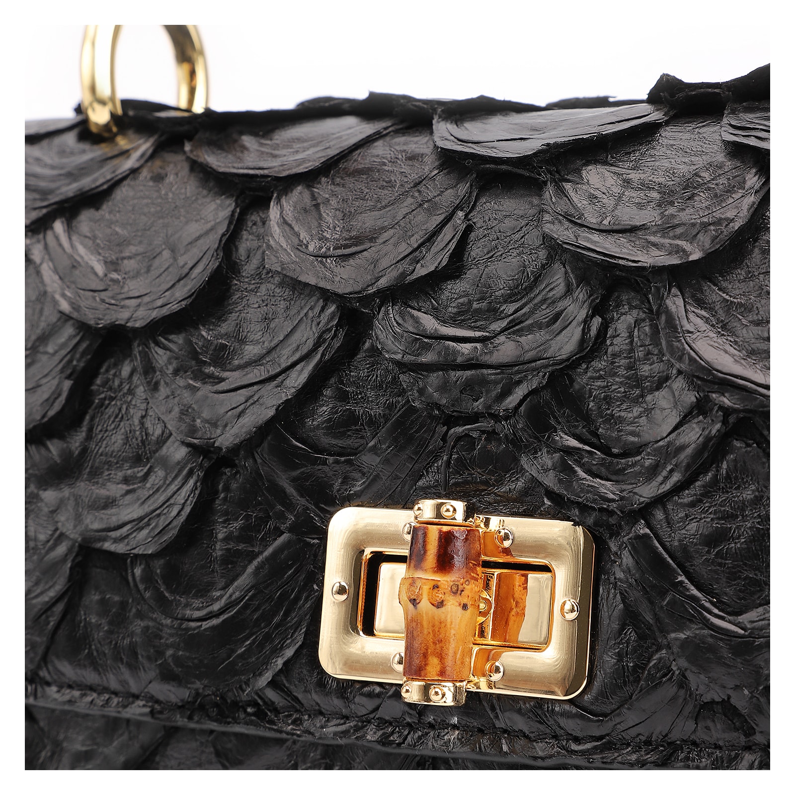 Bolsa De Mão Bambu Pirarucu Preto
