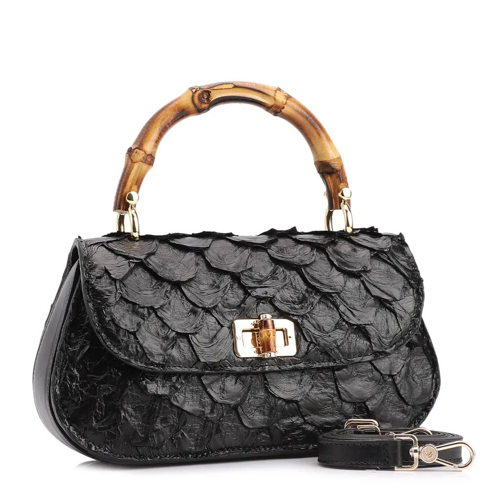 Bolsa De Mão Bambu Pirarucu Preto - imagem 2