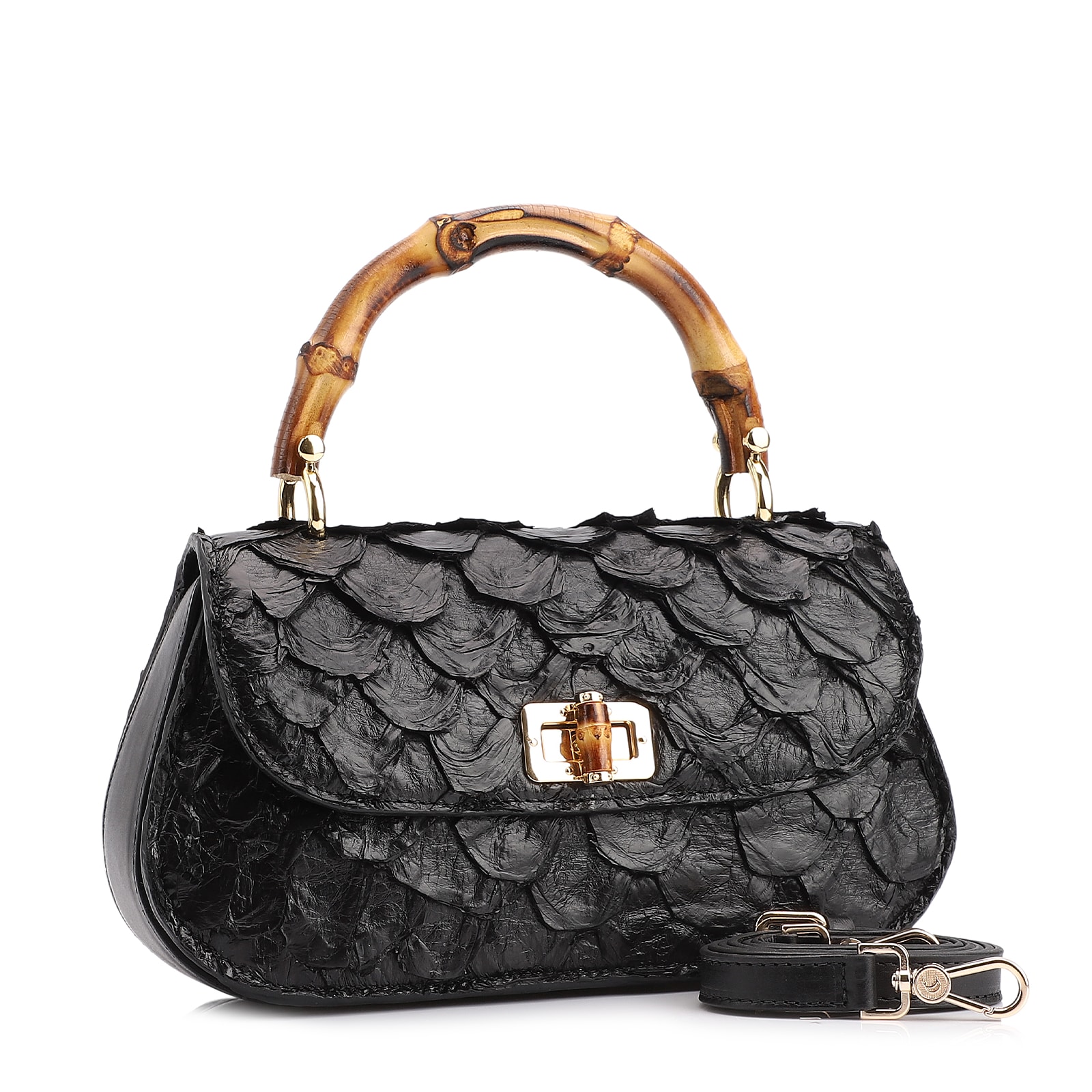 Bolsa De Mão Bambu Pirarucu Preto