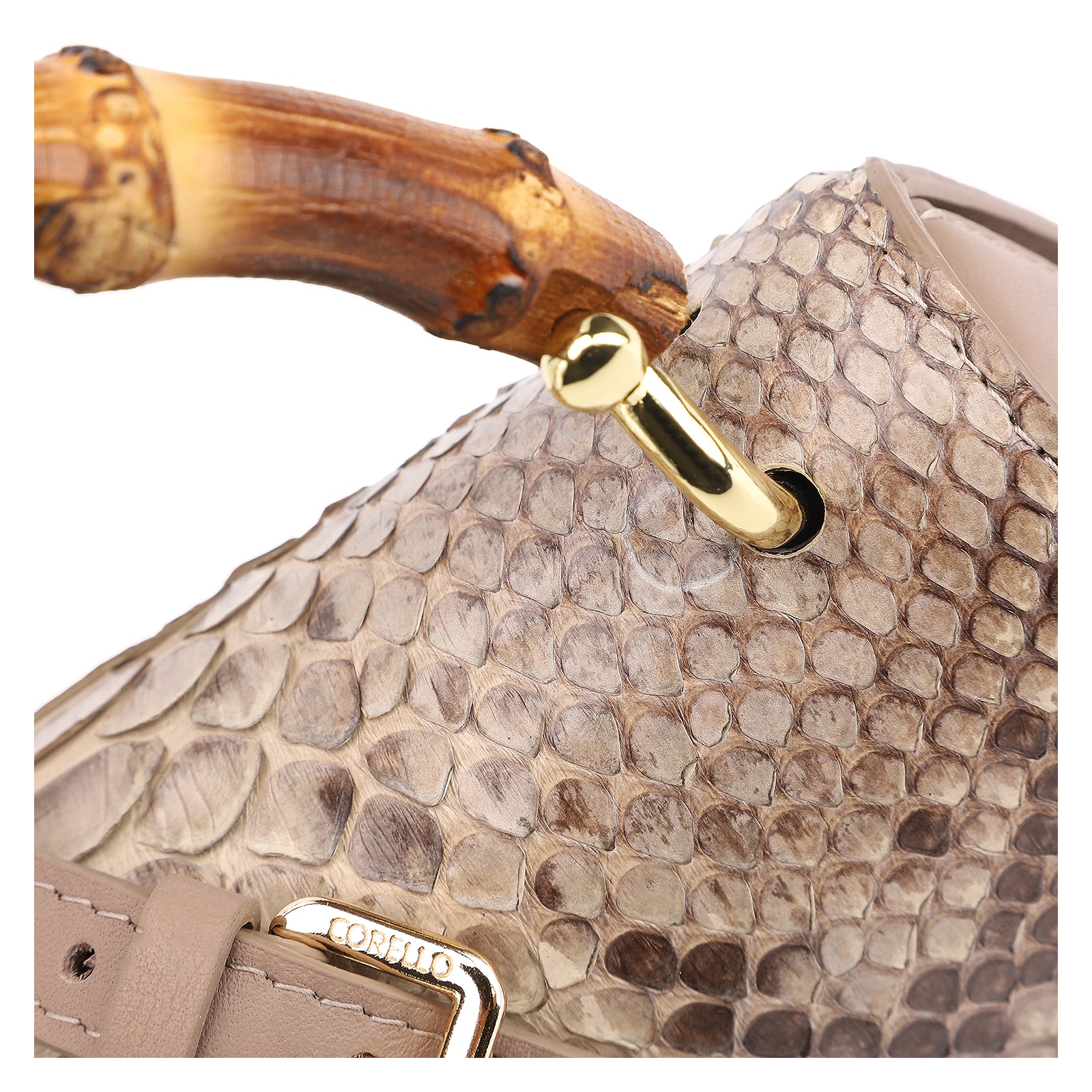 Bolsa De Mão Bambu Python Bege