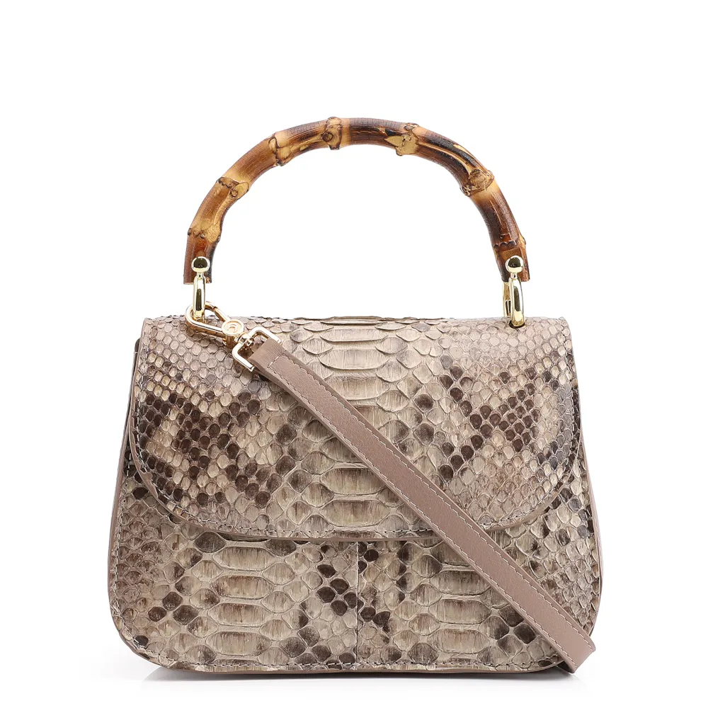 Bolsa De Mão Bambu Python Bege