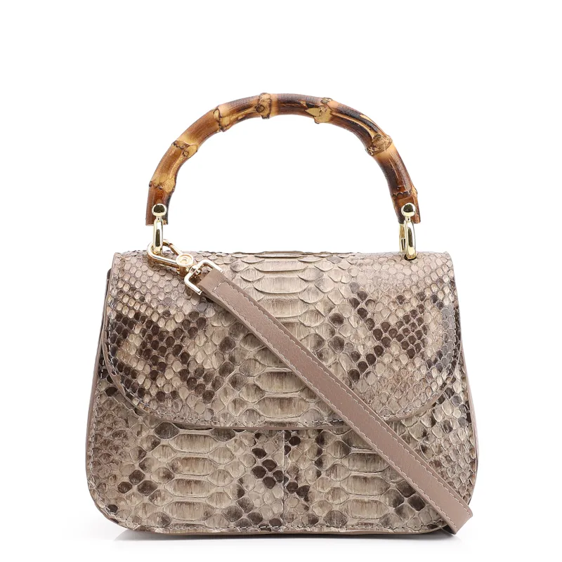 Bolsa De Mão Bambu Python Bege