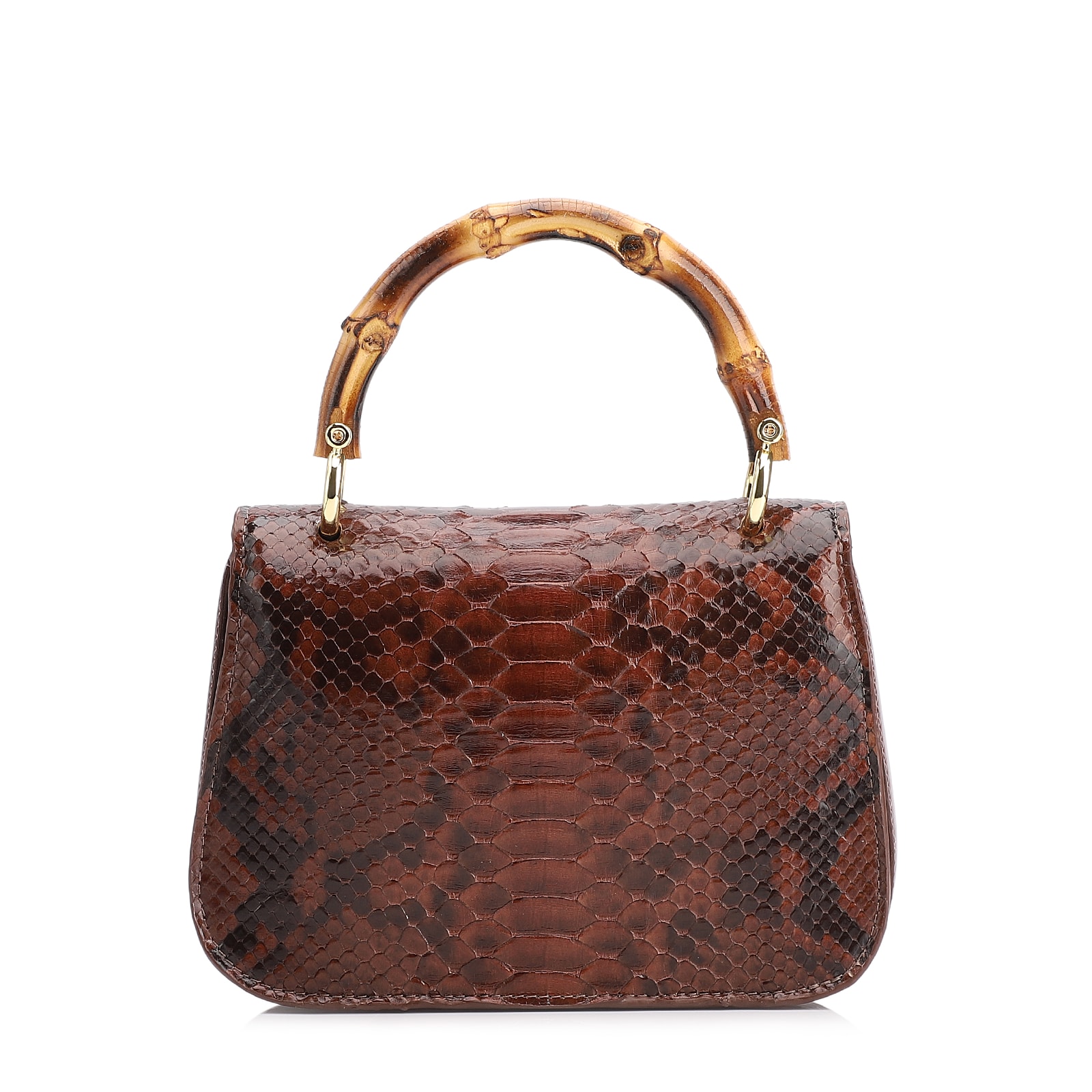Bolsa De Mão Bambu Python Marrom Escuro