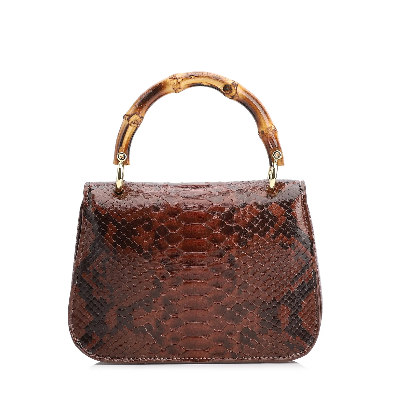 Bolsa De Mão Bambu Python Marrom Escuro