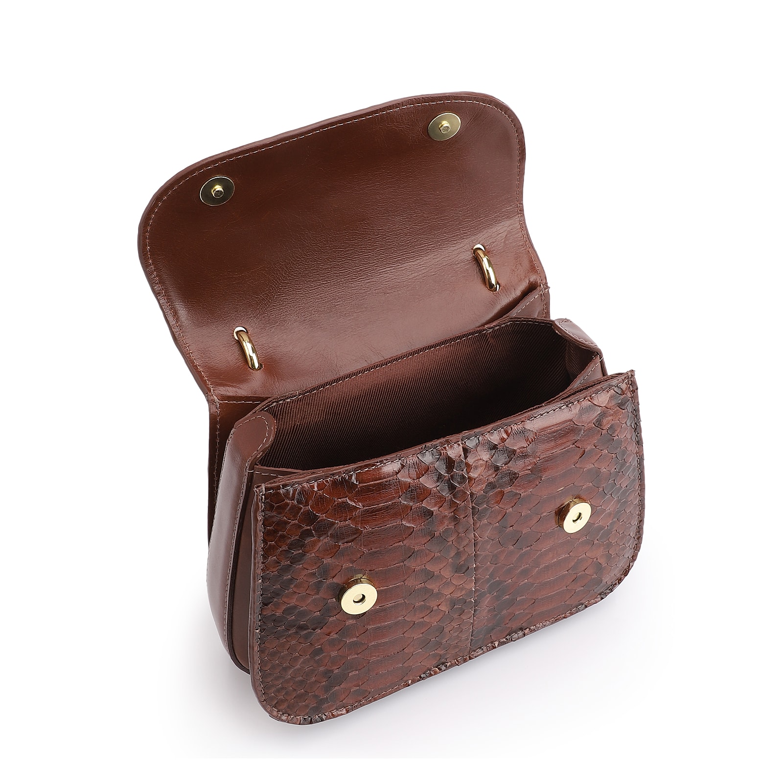 Bolsa De Mão Bambu Python Marrom Escuro