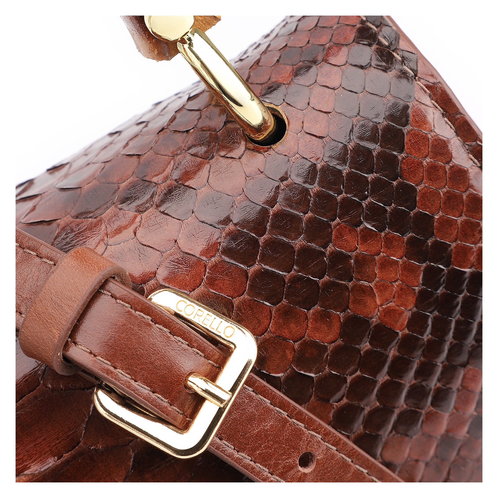 Bolsa De Mão Bambu Python Marrom Escuro