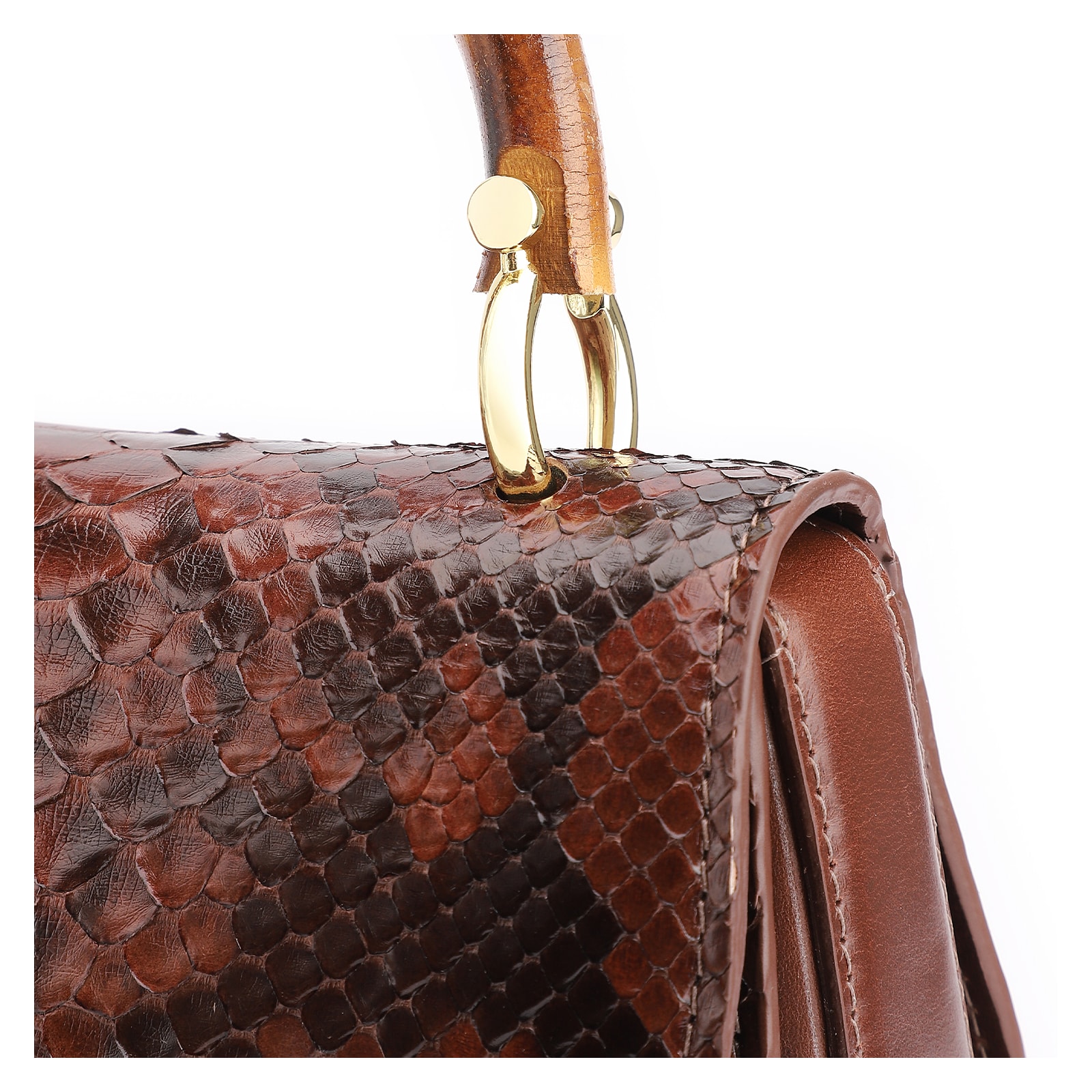 Bolsa De Mão Bambu Python Marrom Escuro