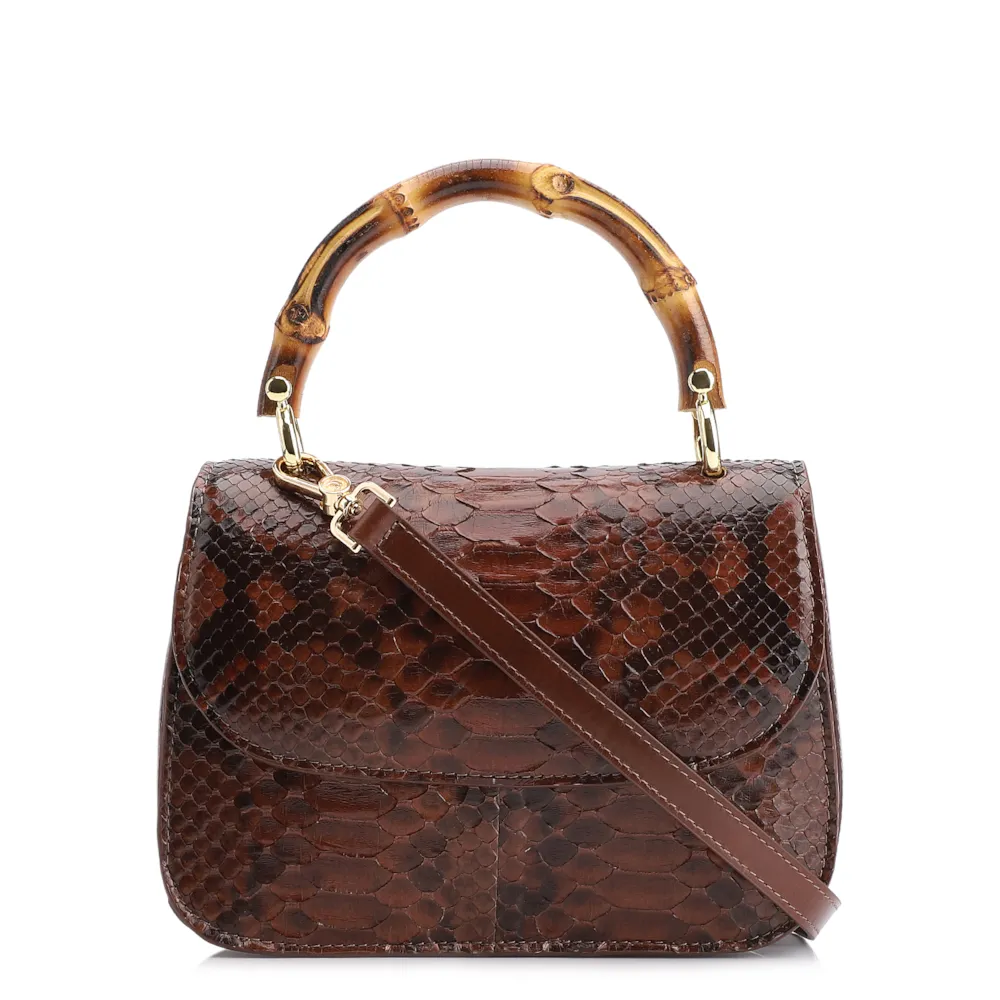 Bolsa De Mão Bambu Python Marrom Escuro