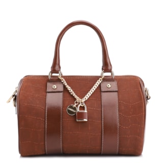 Couro Nobuck Croco/Couro Marrom