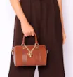 Bolsa De Mão Bowling Couro Nobuck Croco/Couro Marrom - imagem 2