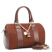 Bolsa De Mão Bowling Couro Nobuck Croco/Couro Marrom - imagem 3