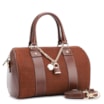 Bolsa De Mão Bowling Couro Nobuck Croco/Couro Marrom - imagem 3