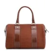 Bolsa De Mão Bowling Couro Nobuck Croco/Couro Marrom - imagem 4