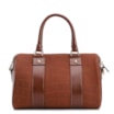 Bolsa De Mão Bowling Couro Nobuck Croco/Couro Marrom - imagem 4