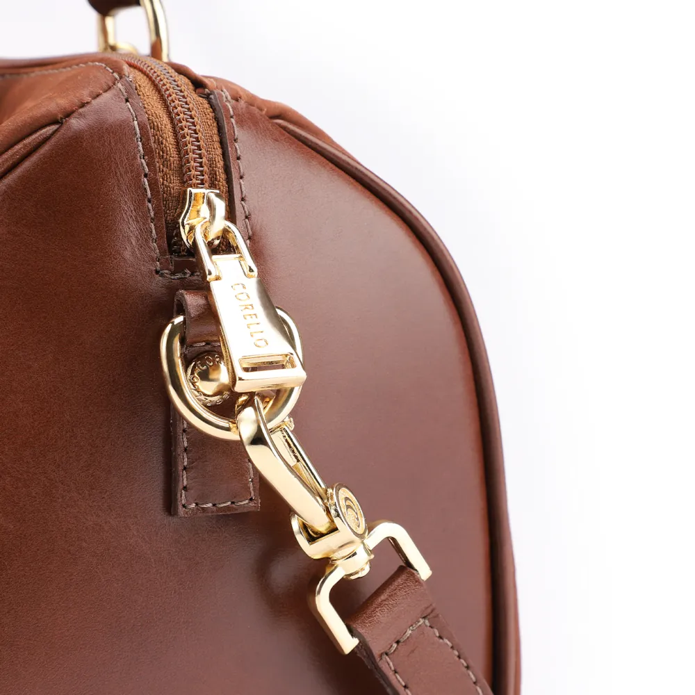 Bolsa De Mão Bowling Couro Nobuck Croco/Couro Marrom - imagem 6