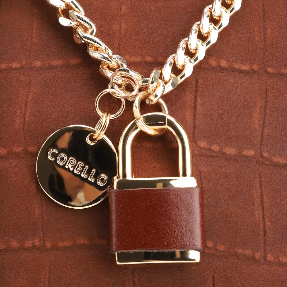 Bolsa De Mão Bowling Couro Nobuck Croco/Couro Marrom - imagem 7