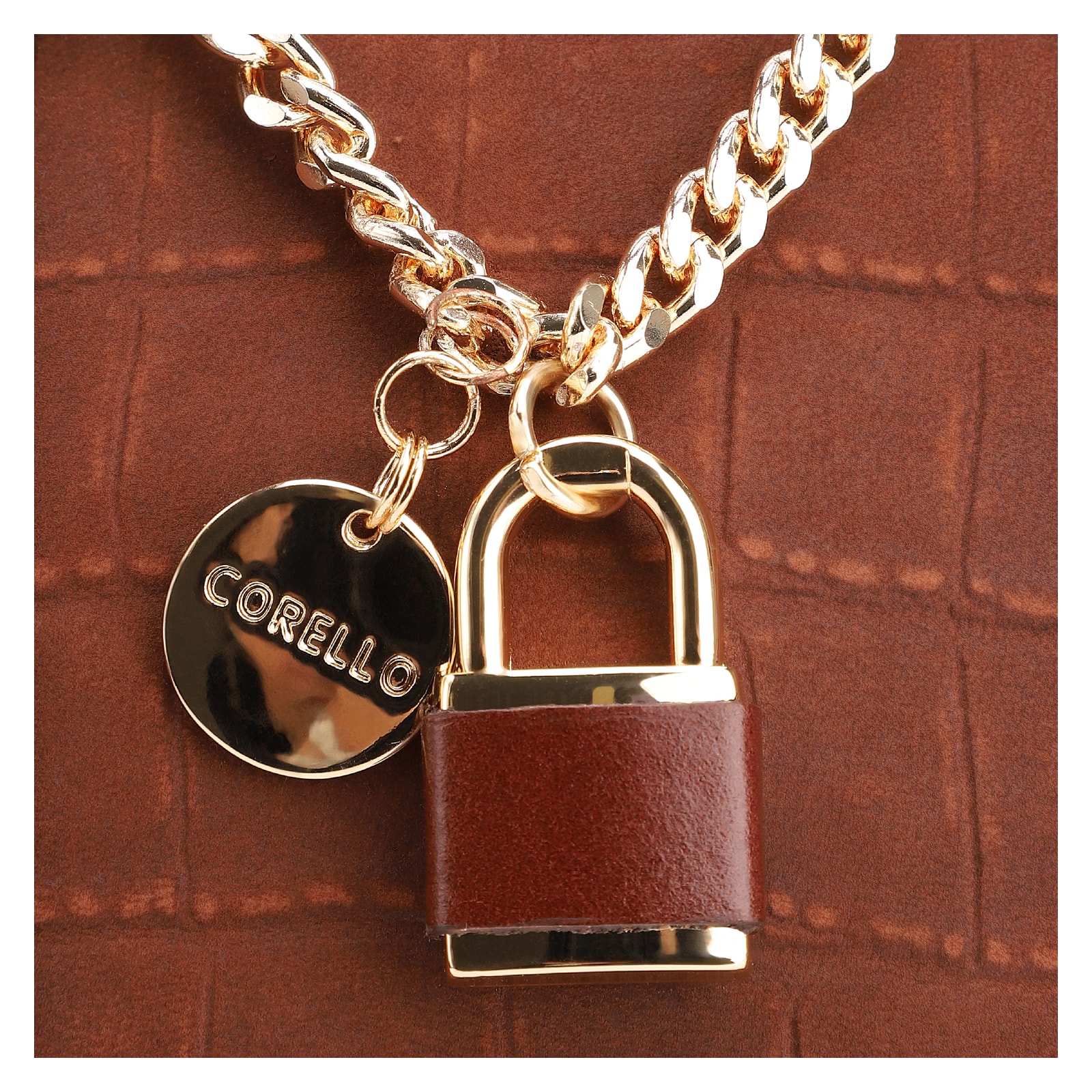 Bolsa De Mão Bowling Couro Nobuck Croco/Couro Marrom