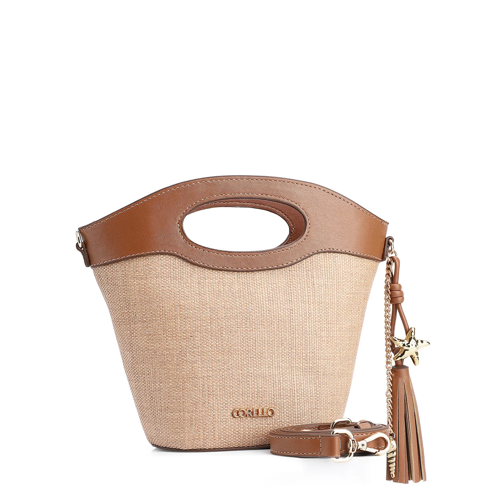 Bolsa De Mão Bucket Ráfia/Alt Marrom