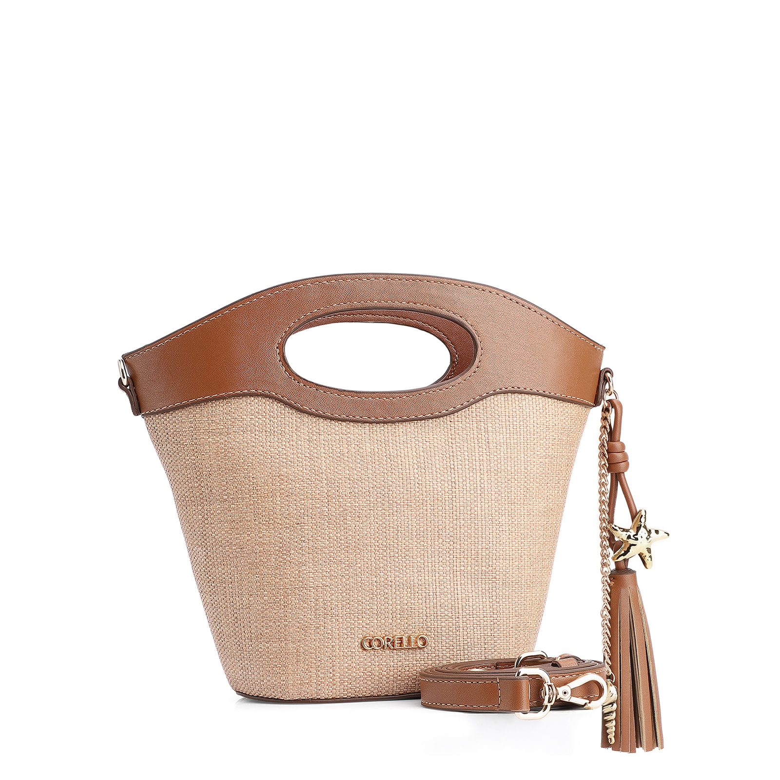 Bolsa De Mão Bucket Ráfia/Alt Marrom
