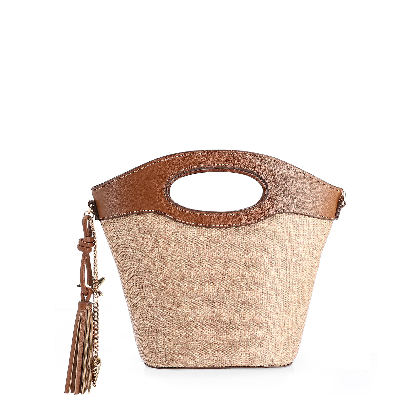Bolsa De Mão Bucket Ráfia/Alt Marrom