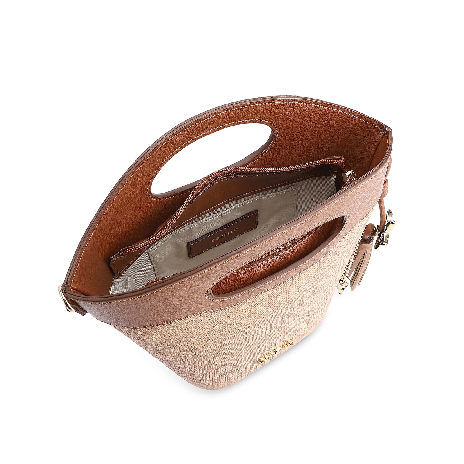 Bolsa De Mão Bucket Ráfia/Alt Marrom