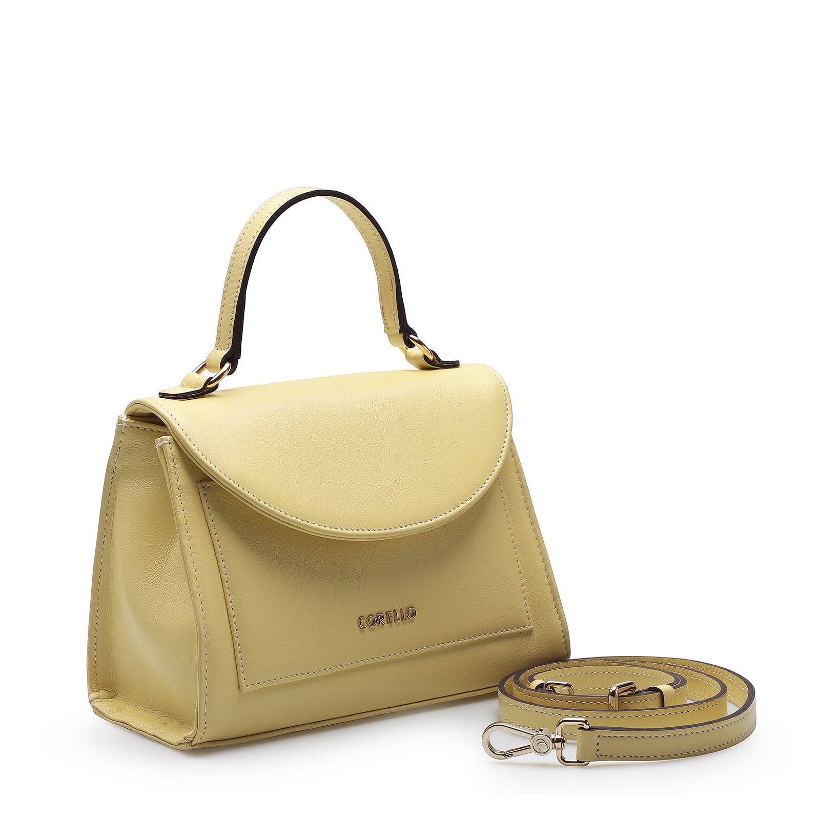Bolsa De Mão Couro Amarelo