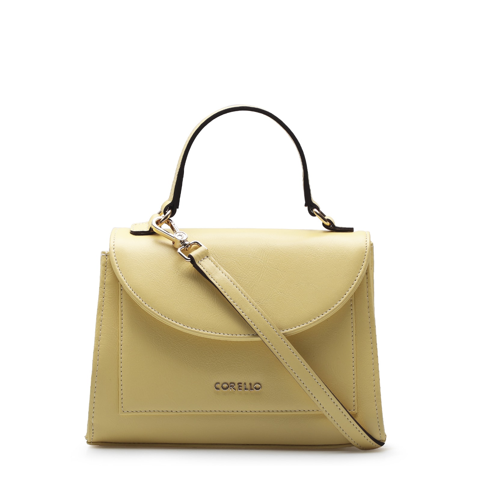 Bolsa De Mão Couro Amarelo