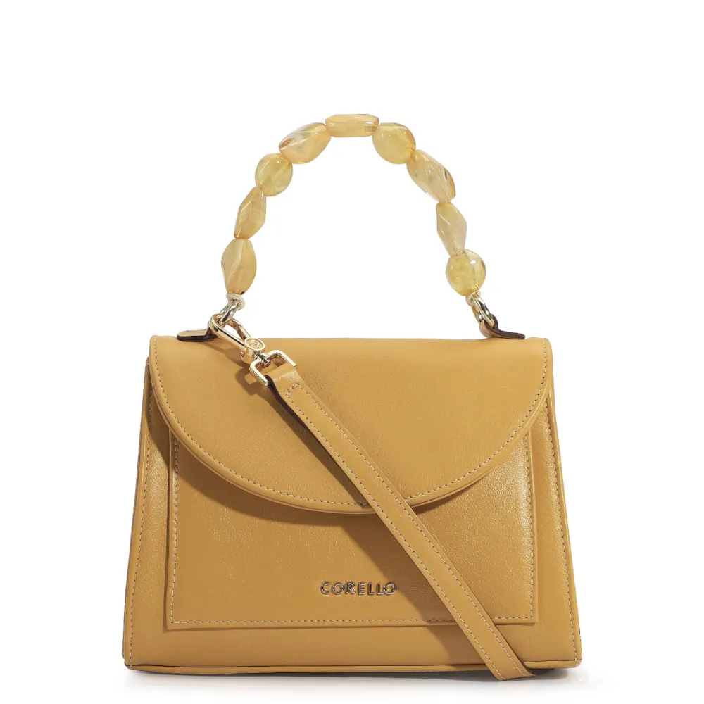 Bolsa De Mão Couro Amarelo