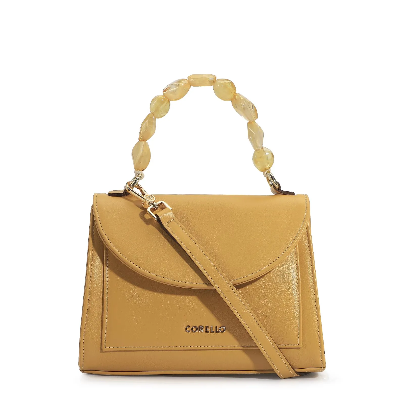 Bolsa De Mão Couro Amarelo