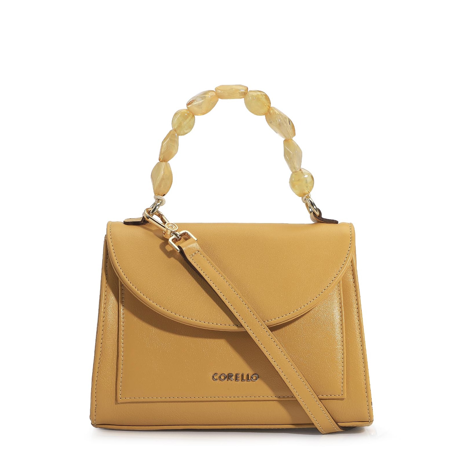 Bolsa De Mão Couro Amarelo