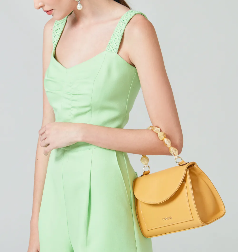 Bolsa De Mão Couro Amarelo - imagem 2