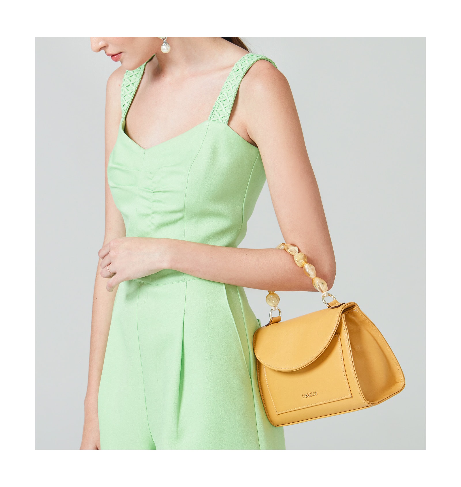 Bolsa De Mão Couro Amarelo