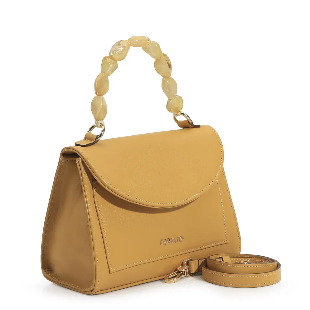 Bolsa De Mão Couro Amarelo - imagem 3
