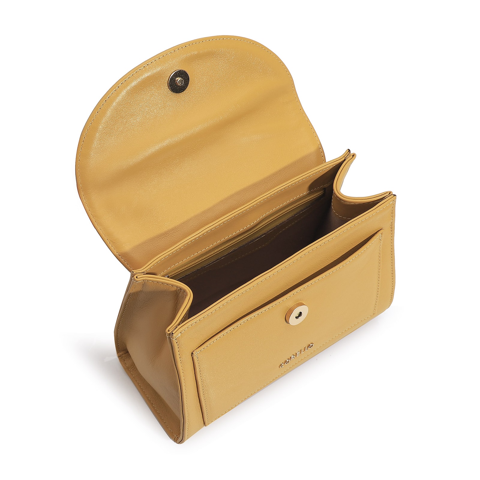 Bolsa De Mão Couro Amarelo