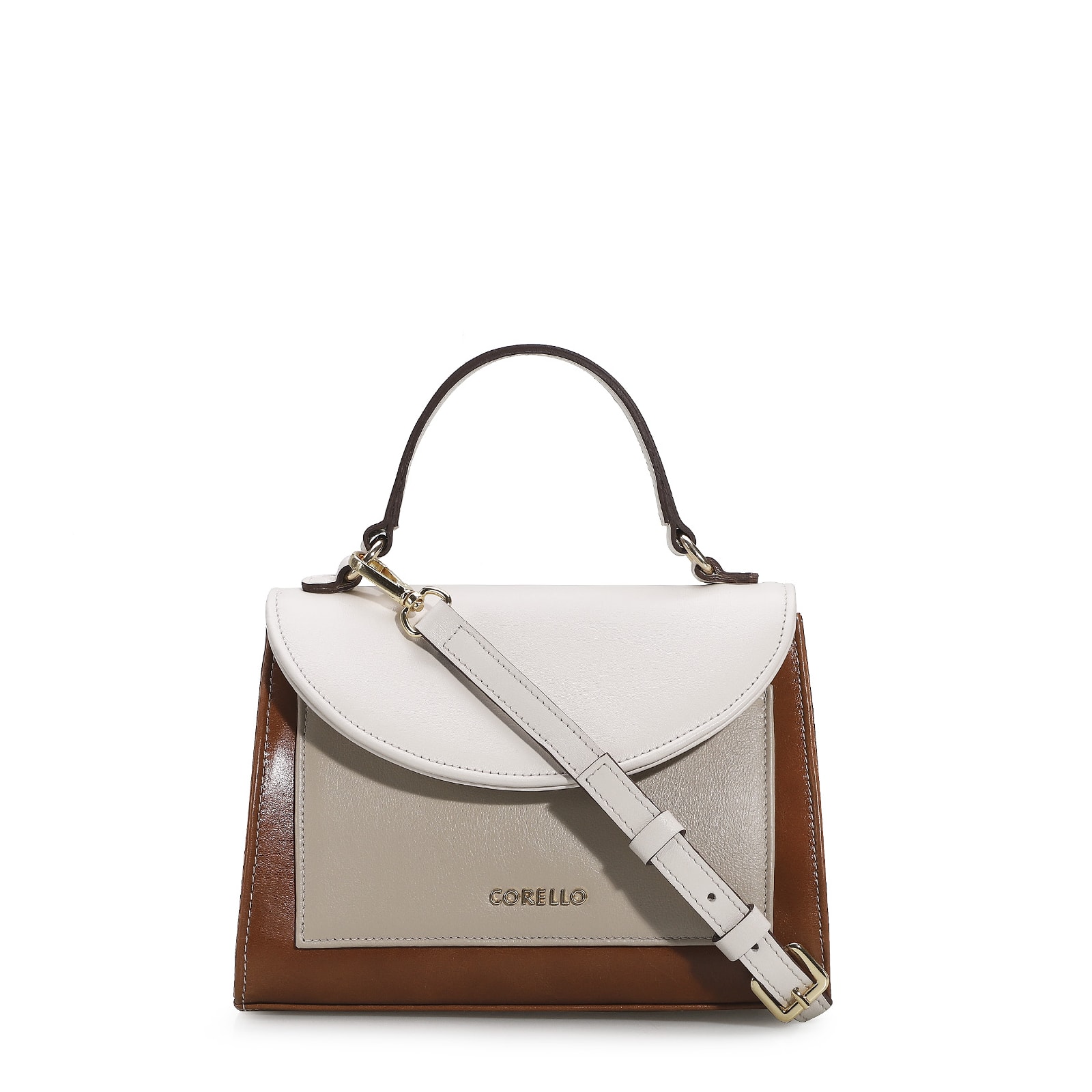 Bolsa De Mão Couro Amendoa/Nuvem/Macadamia