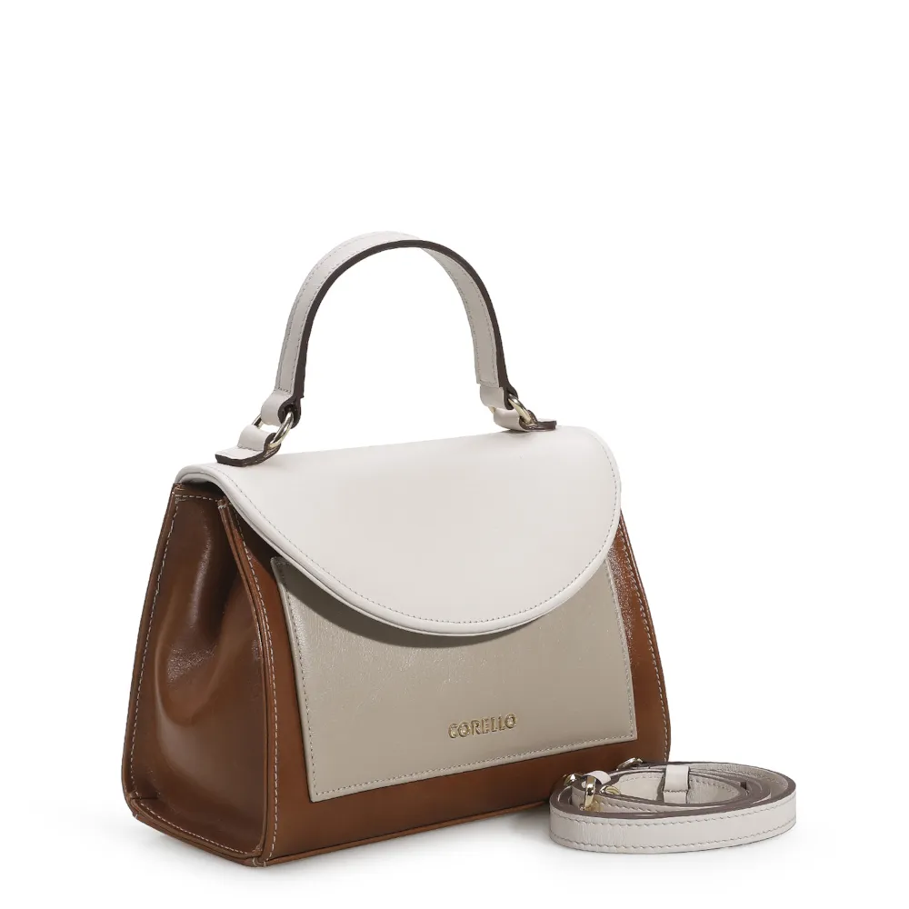 Bolsa De Mão Couro Amendoa/Nuvem/Macadamia - imagem 2