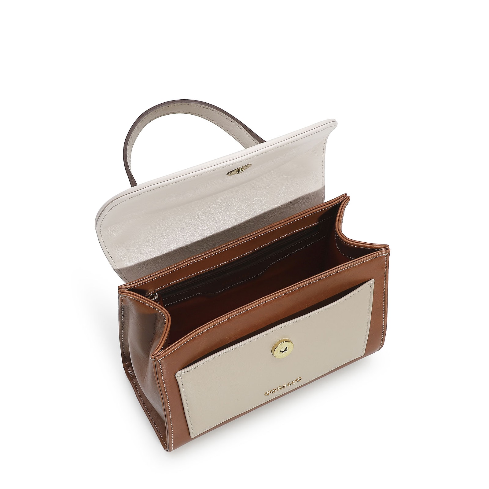 Bolsa De Mão Couro Amendoa/Nuvem/Macadamia