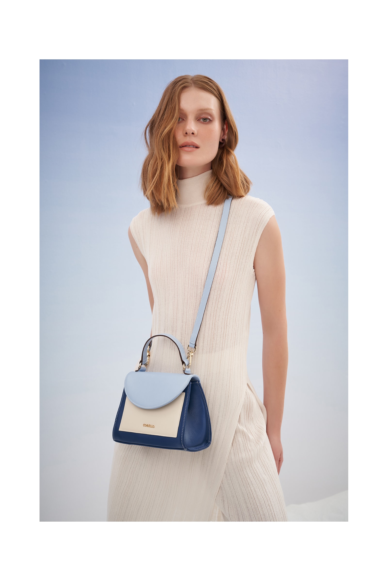 Bolsa De Mão Couro Azul