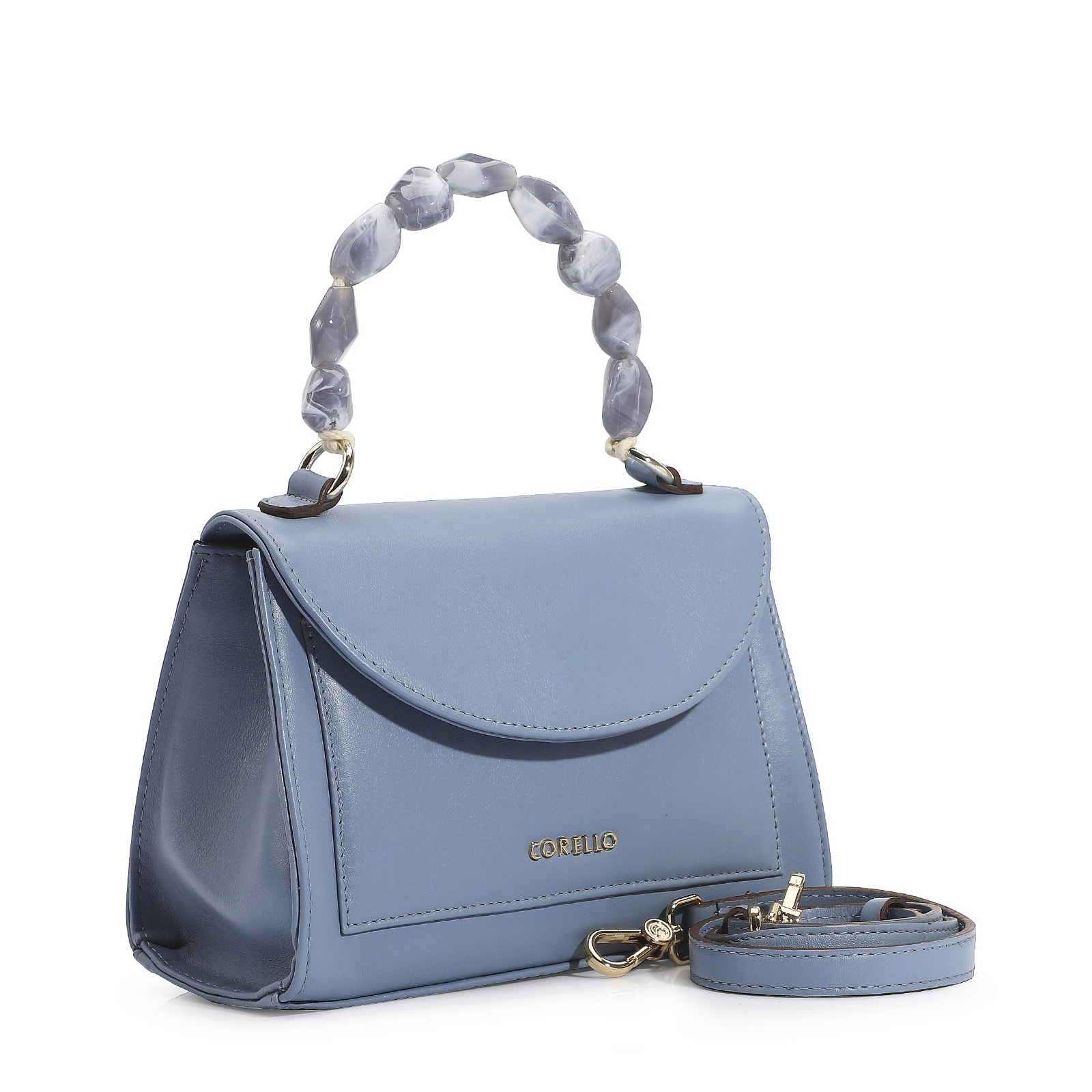 Bolsa De Mão Couro Azul
