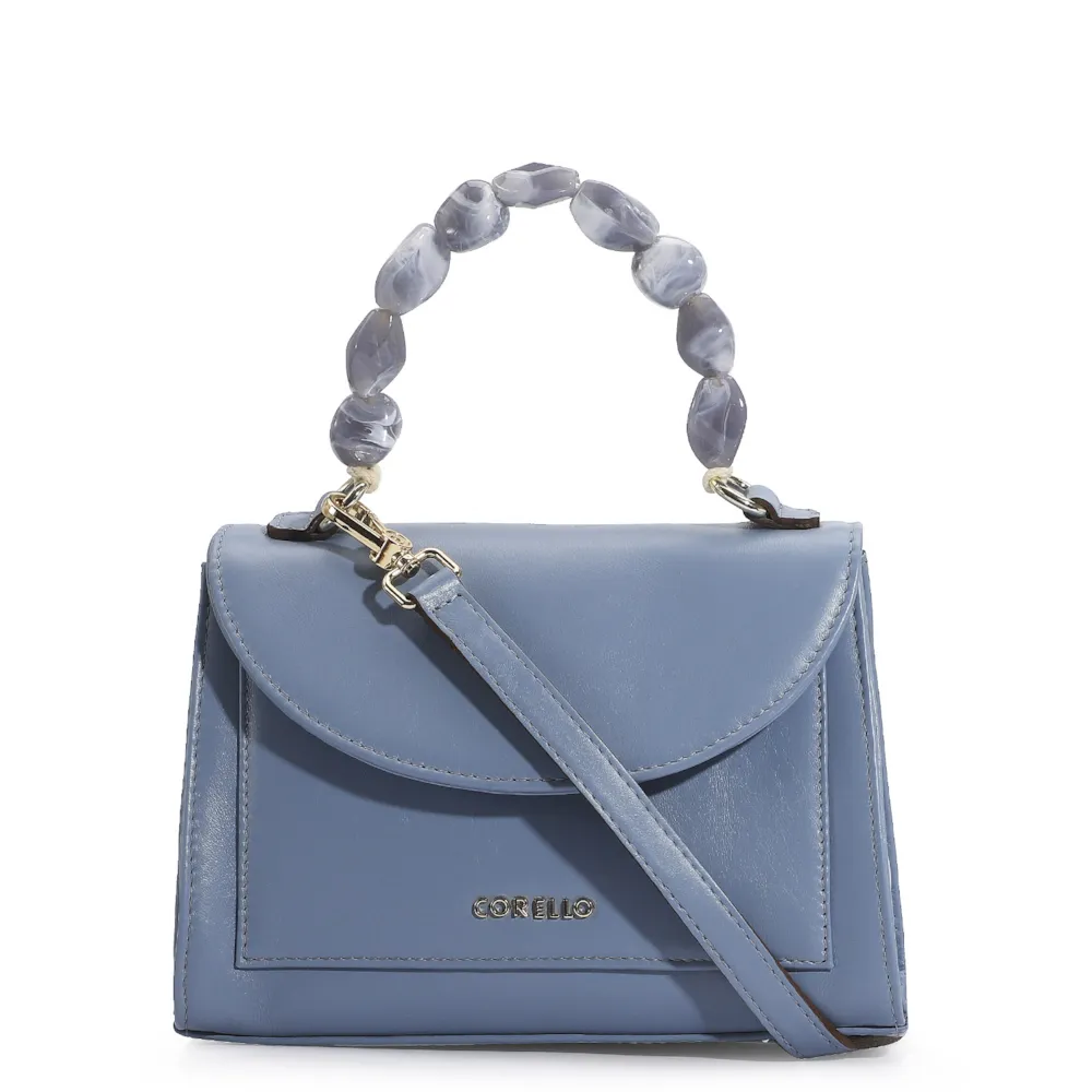 Bolsa De Mão Couro Azul