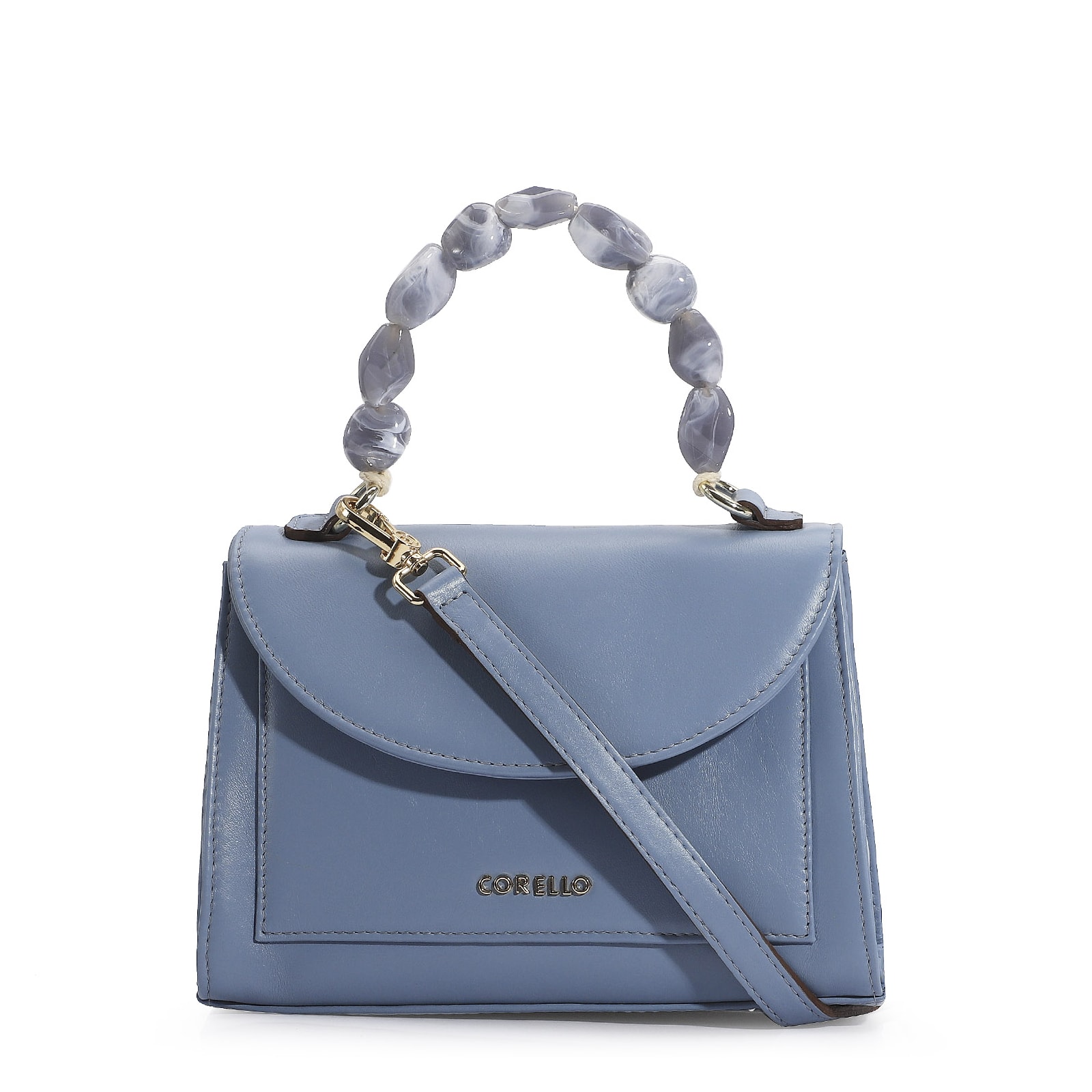Bolsa De Mão Couro Azul