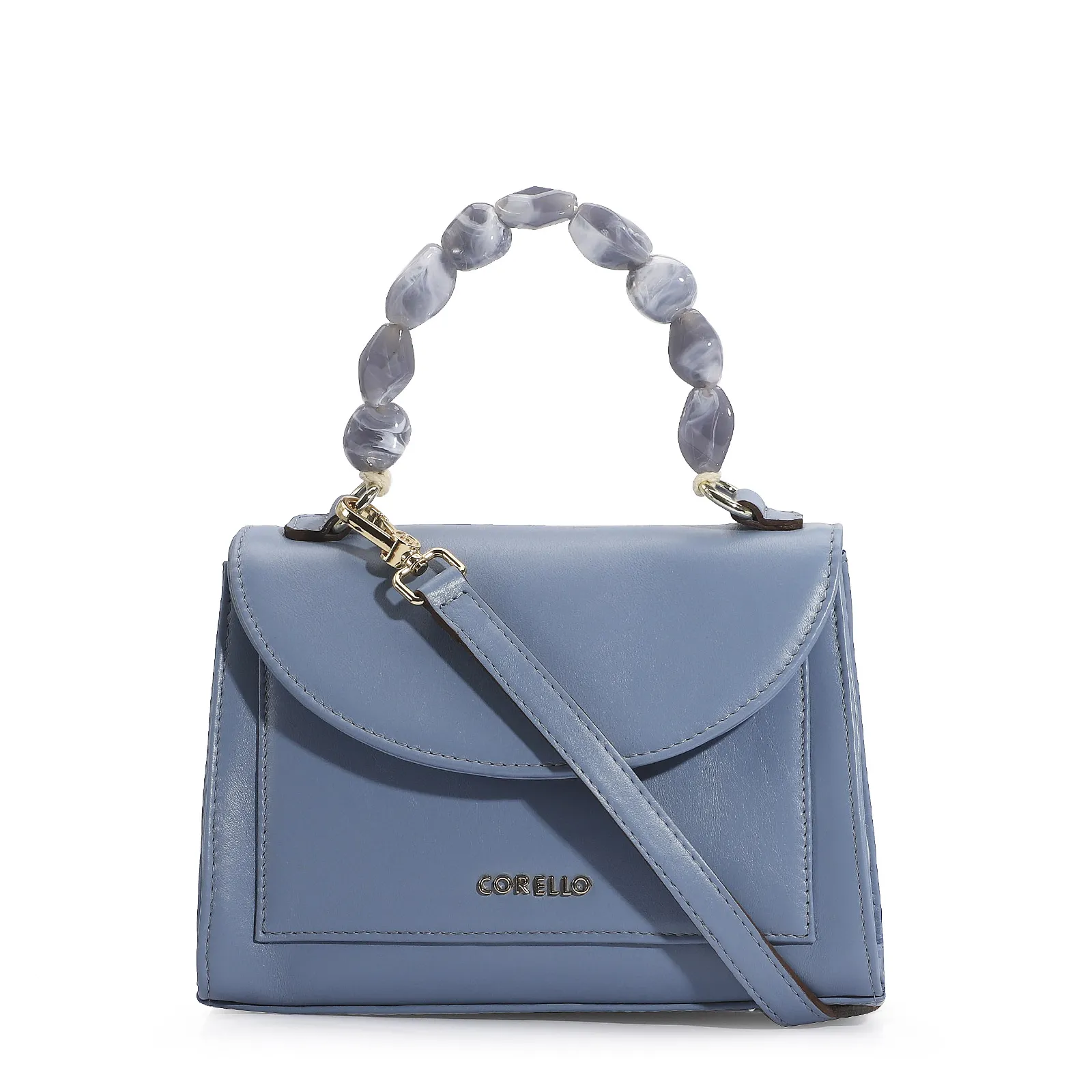 Bolsa De Mão Couro Azul