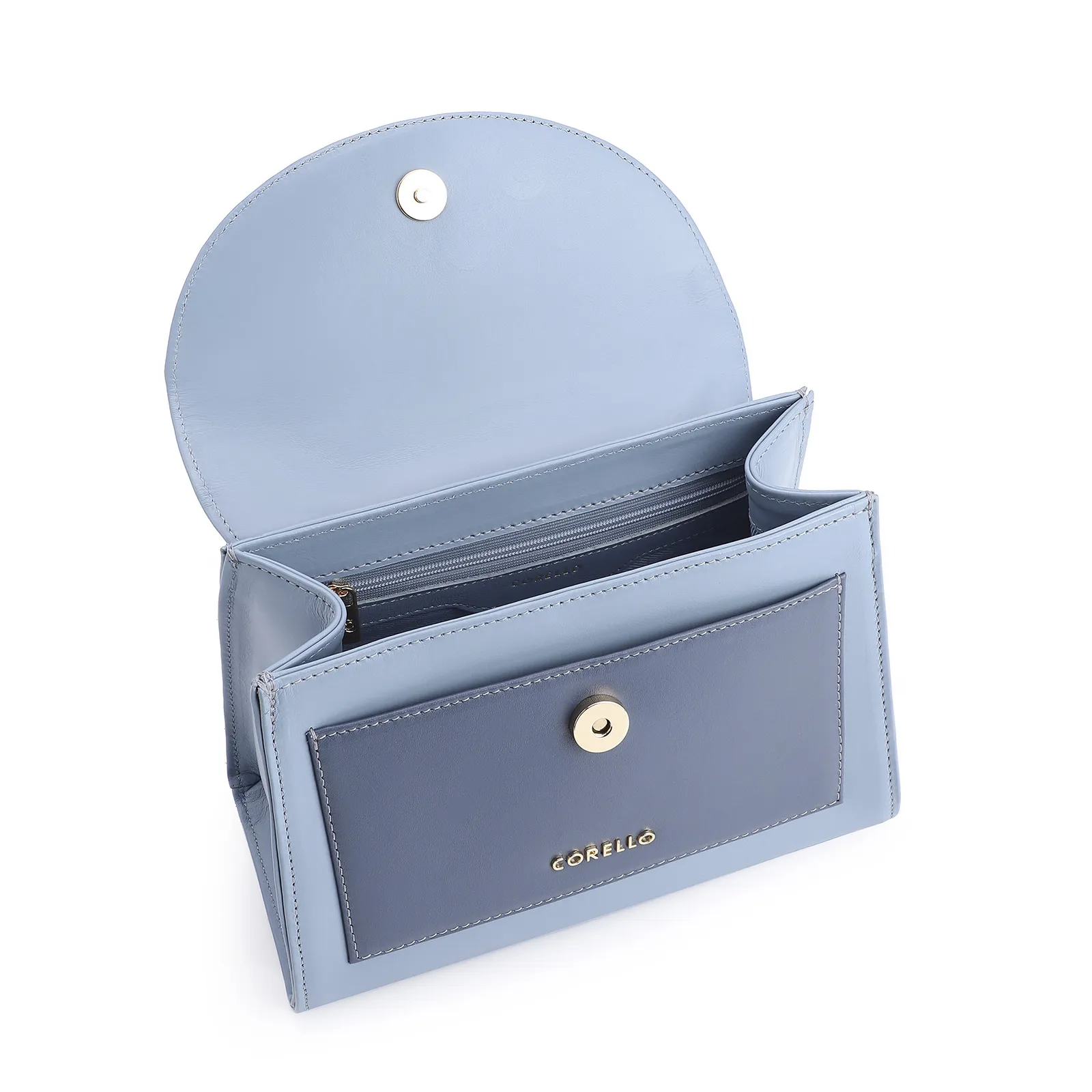 Bolsa De Mão Couro Azul