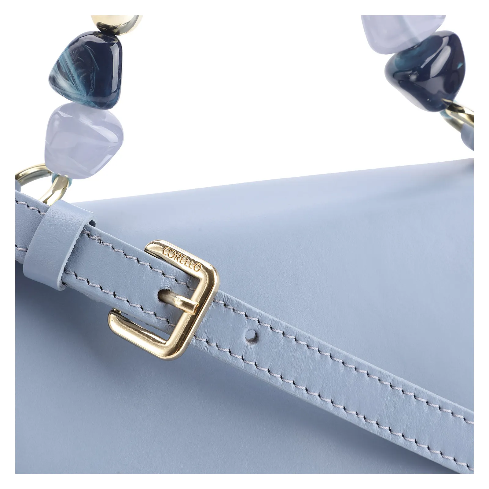 Bolsa De Mão Couro Azul