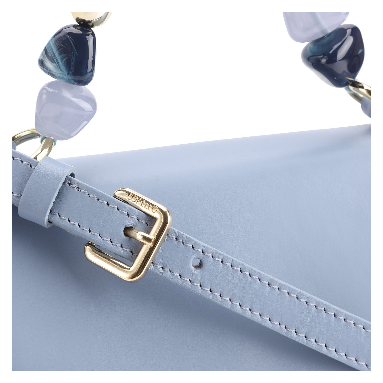Bolsa De Mão Couro Azul